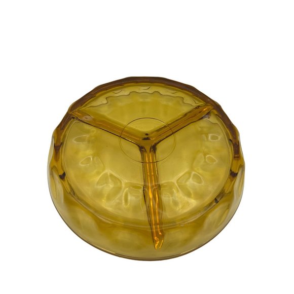 1950s Amber Indiana Glass Thumbprint Divided Relish Dish - Picture 3 of 5